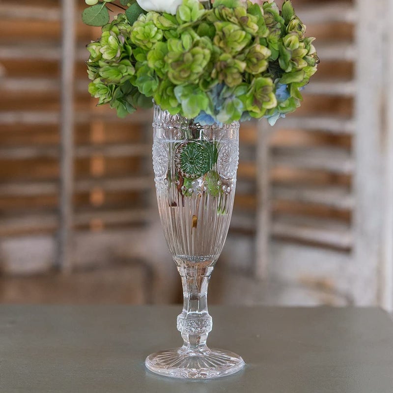 WEDDINGSTAR Vintage Style Pressed Glass Champagne Flute 6oz - Clear - Image 3